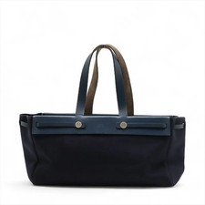 Hermès Herbag Cabas Twilight Officie x Vash Hunter blu navy argento metallo raccordo