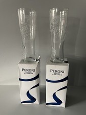 2 x PERONI NASTRO AZZURO Half Pint Glasses in Boxed Giftbox New
