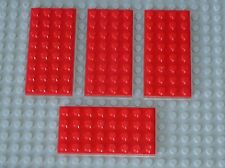 4 x LEGO Red plate 4 x 8 ref