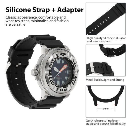Cinturino silicone nero - 24, mm