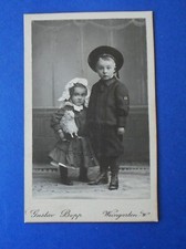 Foto epoca antica CDV Gustav Bopp Weingarten Bambini Giocattolo Pecora