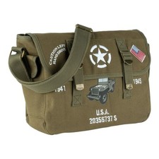 Borsa a tracolla Willys Jeep tema esercito USA - Olive Drab - WW2 - tela cotone