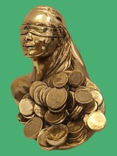 Dea Bendata Dea Fortuna Statuetta Busto Cornucopia Colore Oro  Eleganza Regalo