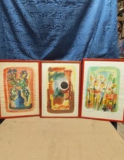 Lotto 3 pz Quadro Acquarello Acquarelli Giovanni Censi Gerano Anni 80 Fiori