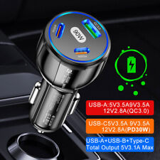 Caricabatteria Auto 90W LED 3 Porte Ricarica Rapida PD USB C Tipo C Adattatore Auto Accessori