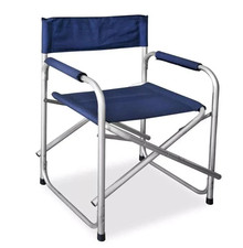 SEDIA REGISTA IN ALLUMINIO CON STRUTTURA RESISTETE E SEDUTA IN TESSUTO BLU