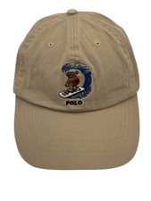 Cappello Berretto Baseball Polo Ralph Lauren Surf Bear Surfing Strapback Beige Tan