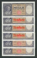 Italy Lire 1000 x una FDS -/ UNC - ORNATA di PERLE ( Medusa ) 10-02-1948 Rara !