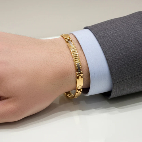 Bracciale uomo bicolore oro - bracciale,