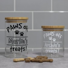 Barattolo Trattamento Cane Personalizzato - Regalo di Natale per Gli Amanti degli Animali Domestici, Vetro con Bambù Li