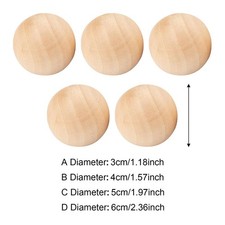 5 pezzi di palline di legno, sfere di legno duro, ornamenti verniciabili,