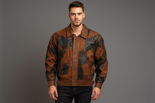 Giacca pelle patchwork