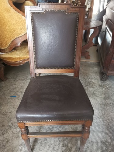 Sedia antica pelle marrone - antica, in