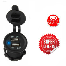 caricabatterie 12V/24 presa accendisigari doppia porta USB auto furgone moto BIA