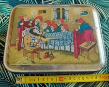 Très belle boite en TOLE LITHOGRAPHIEE des GÂTEAUX DAMOISEAU décor BLANCHE NEIGE