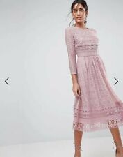 Asos Premium - Vestito midi skater in pizzo