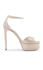 $2140 RENÉ CAOVILLA Anastasia sandali nudi con plateau in raso impreziositi taglia 36,5