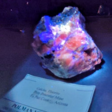 MINERALE FLUORESCENTE: 2 COLORI FLUO: FLUORITE-CALCITE - ARIZONA- vera RARITA'  