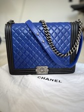 Authentic Chanel Bag Boy Large Blu Black