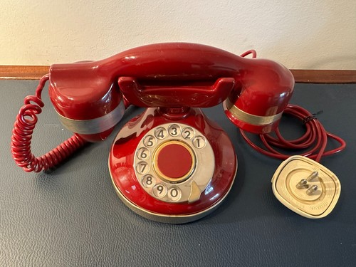 Telefono vintage rosso disco - telefono,