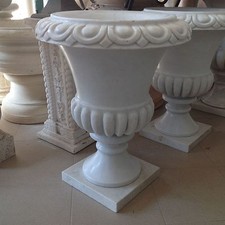 VASO A CALICE IN VERO MARMO BIANCO cm 60 COSTE HANDCARVED CARRARA MARBLE VASE