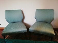Coppia poltroncine da camera anni '60 vintage, di colore verde chiaro in tessuto