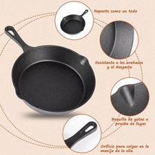 Padella 20 cm ghisa fondo piatto uniforme conduzione termica rotonda antiaderente AM
