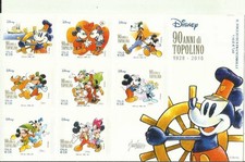 FOGLIO FRANCOBOLLI Set da Collezione 90 ANNI DI TOPOLINO 1928-2018 Walt Disney