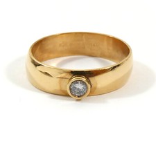 Men's Diamond Solitaire Bezel Set 14k Yellow Gold Ring Band