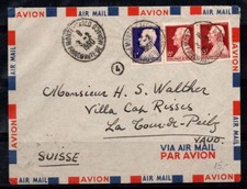 Monaco 1950 Busta 100% Viaggiato Posta Aerea MonteCarlo,Vaud Svizzera