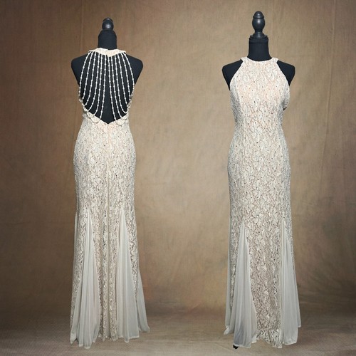 Abito sirena perline champagne - perline,