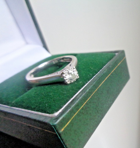 Oro bianco anello diamante - oro,