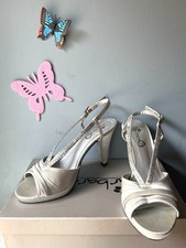 Scarpe In Raso Argento Con