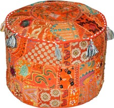 Pouf indiano ottomano poggiapiedi rotondo pouf grande hippie pavimento pouf copertura decorazione