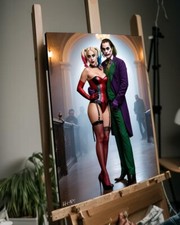 Jacob Hitt Harley Quinn GAGA e Joaquin Phoenix JOKER con COA - Tela 40X30 cm