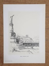 Trento Monumento a Dante Disegno di R. Iras Baldessari Tavola del 1954