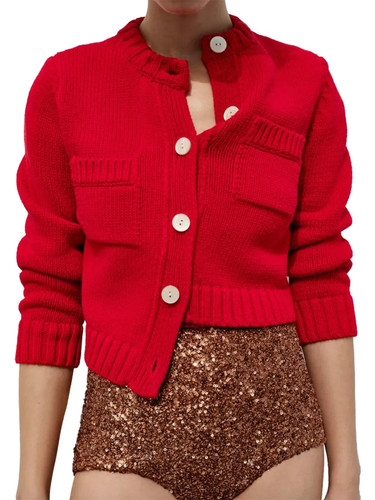 Cardigan statement pocket knit - cardigan,