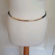 Cintura Zara nera in vera pelle con dettagli in metallo. Taglia 32-BNWT