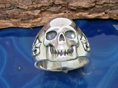Teschio anello con gigli 925 - anello,