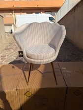 poltrona conchiglia Beige In Velluto Piedi Oro