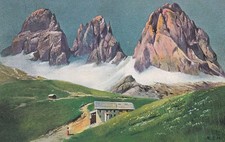 CARTOLINA DI BOLZANO ,PASSO SELLA - SELLAJOCH MIT LANGKOFLGRUPPE  viaggiata 1911