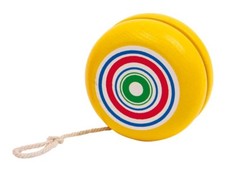 Yo-Yo, Yoyo, Jo-Jo, Jojo in legno, colore giallo, vintage, cm 5,6, corda cm 74