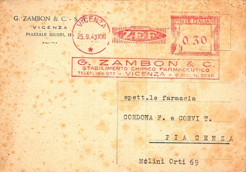 Cartolina 1943 zambon - 1943,