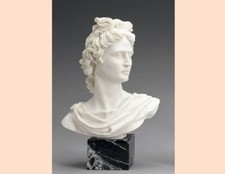 Scultura classica Busto di Apollo in polvere di alabastro cm 32 Made in Italy