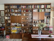 Libreria a Parete Legno Rovere Masselli con Luci e Vetrine