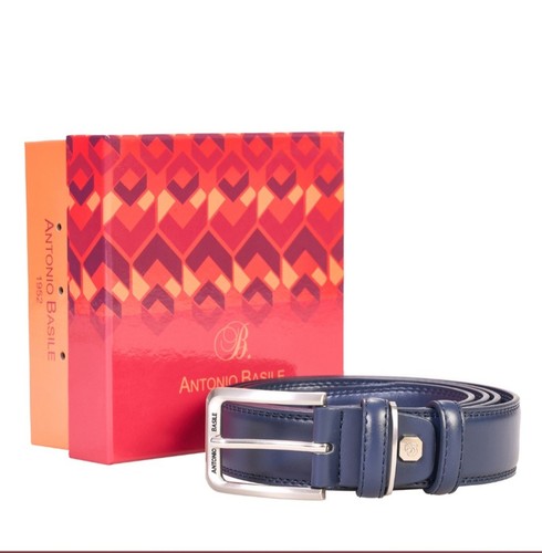 Cintura uomo pelle blu con - ,