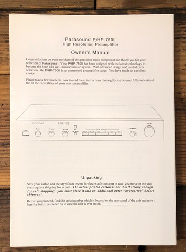 Parasound 750 ii - p/hp-750,