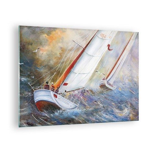 Quadro vetro 70x50cm barca - vetro,