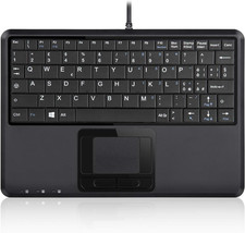 PERIBOARD-510H plus - Mini Tastiera USB Con Touchpad E 2 Porte USB, Tasti Silenz