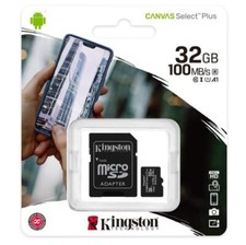 KINGSTON MICRO SD 32GB + ADATTATORE CANVAS PLUS SDCS2 32GB CLASSE 10 100MB/S
